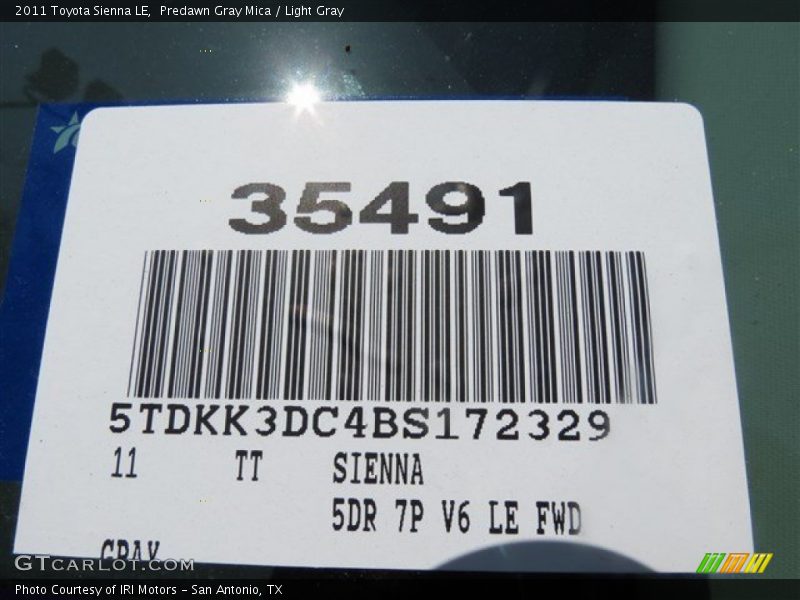 Predawn Gray Mica / Light Gray 2011 Toyota Sienna LE