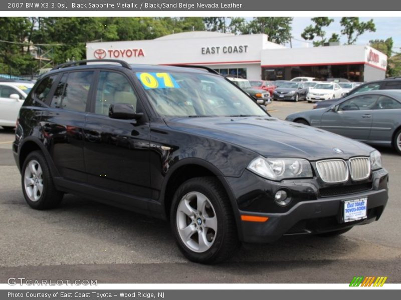 Black Sapphire Metallic / Black/Sand Beige Nevada Leather 2007 BMW X3 3.0si