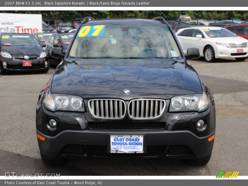 Black Sapphire Metallic / Black/Sand Beige Nevada Leather 2007 BMW X3 3.0si