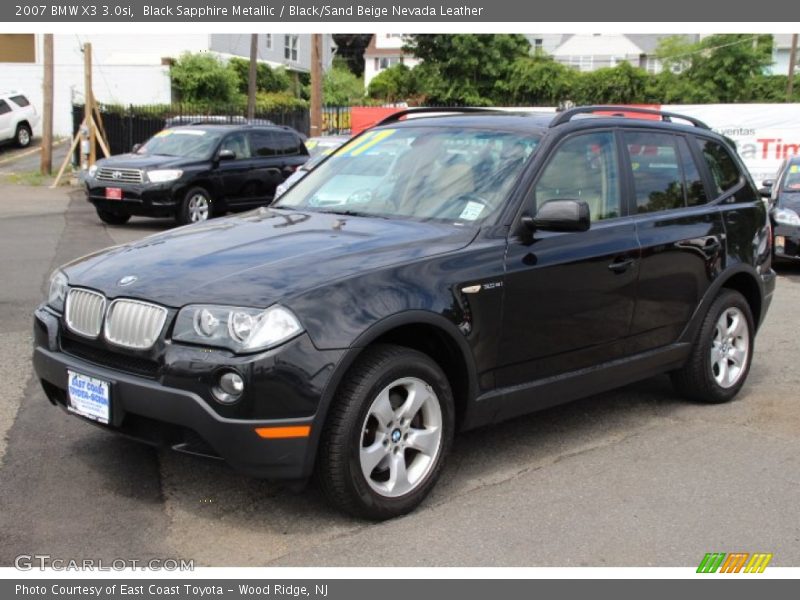 Black Sapphire Metallic / Black/Sand Beige Nevada Leather 2007 BMW X3 3.0si