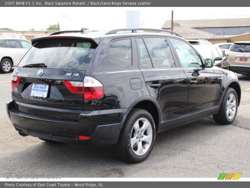 Black Sapphire Metallic / Black/Sand Beige Nevada Leather 2007 BMW X3 3.0si