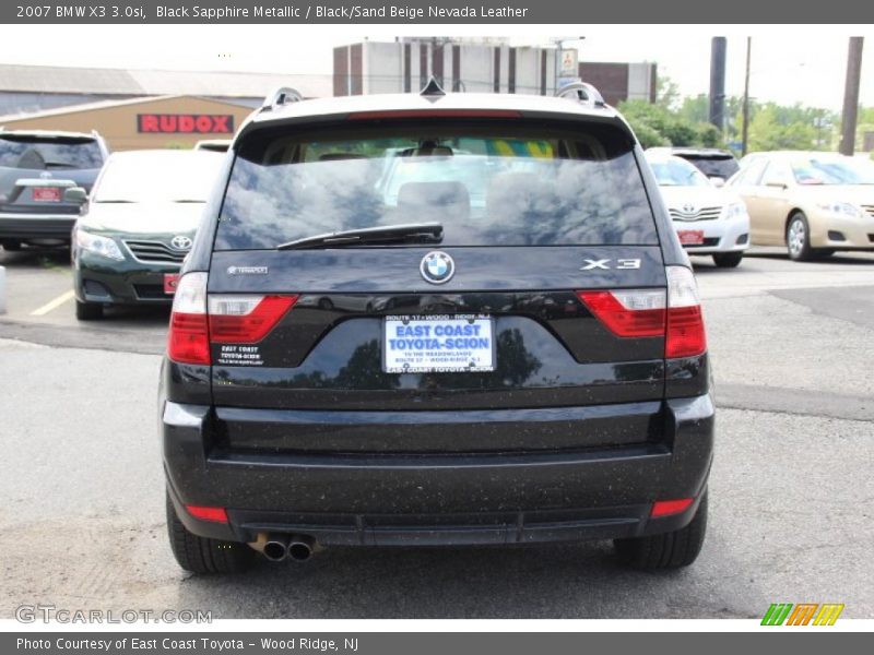 Black Sapphire Metallic / Black/Sand Beige Nevada Leather 2007 BMW X3 3.0si