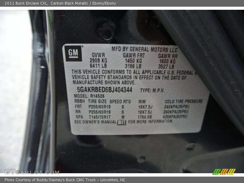 Carbon Black Metallic / Ebony/Ebony 2011 Buick Enclave CXL