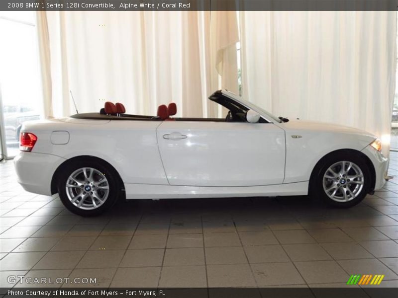 Alpine White / Coral Red 2008 BMW 1 Series 128i Convertible