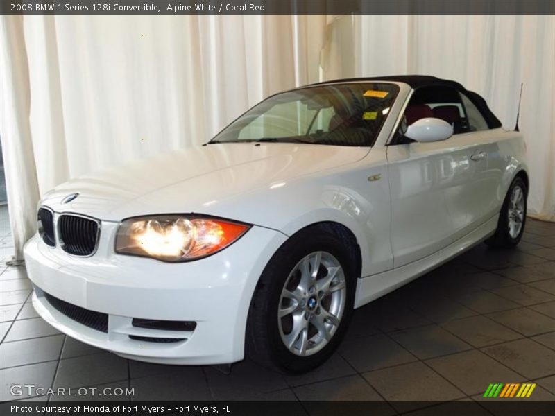 Alpine White / Coral Red 2008 BMW 1 Series 128i Convertible