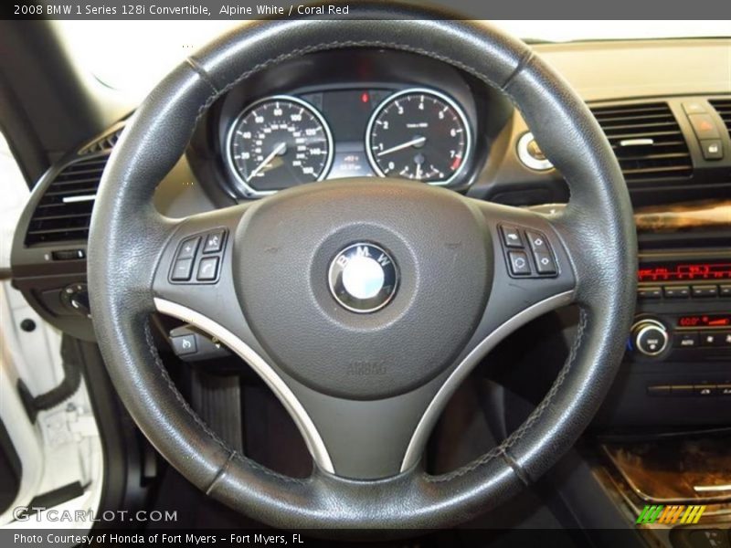 Alpine White / Coral Red 2008 BMW 1 Series 128i Convertible