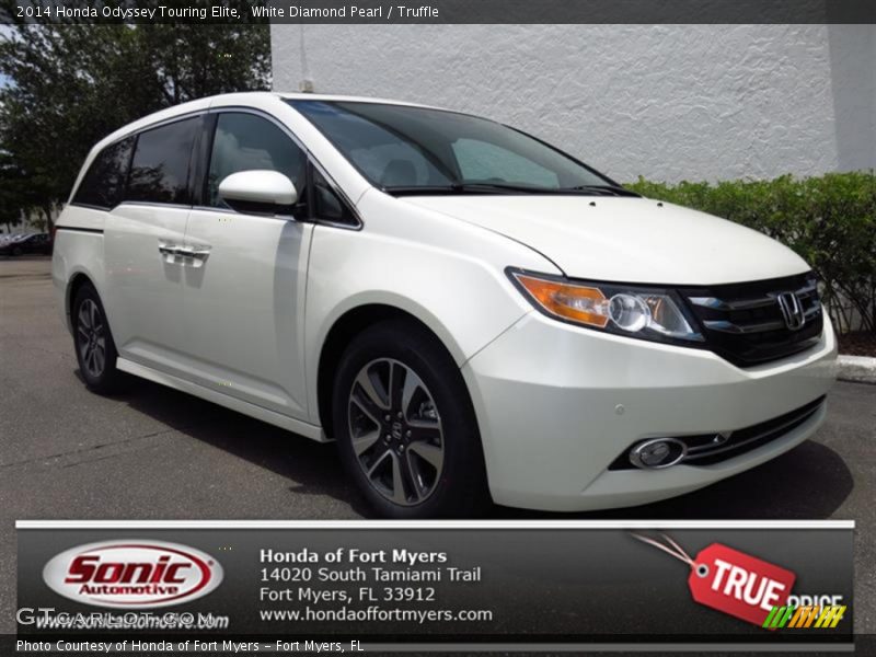 White Diamond Pearl / Truffle 2014 Honda Odyssey Touring Elite