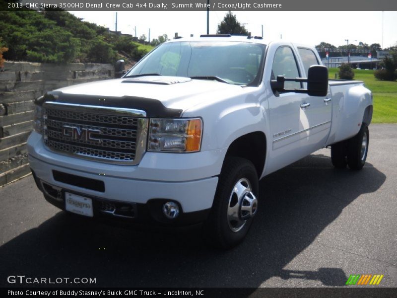 Summit White / Cocoa/Light Cashmere 2013 GMC Sierra 3500HD Denali Crew Cab 4x4 Dually