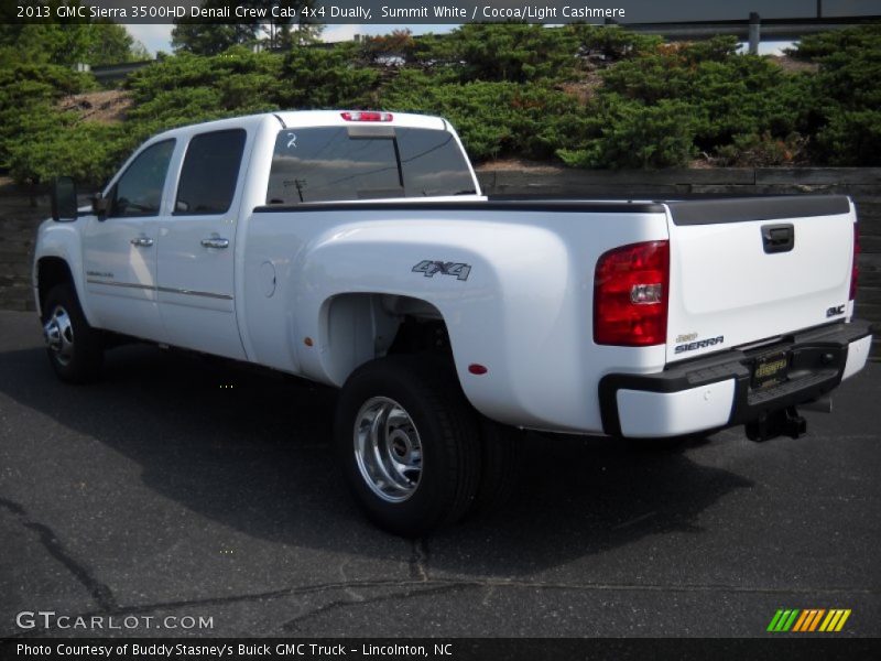 Summit White / Cocoa/Light Cashmere 2013 GMC Sierra 3500HD Denali Crew Cab 4x4 Dually