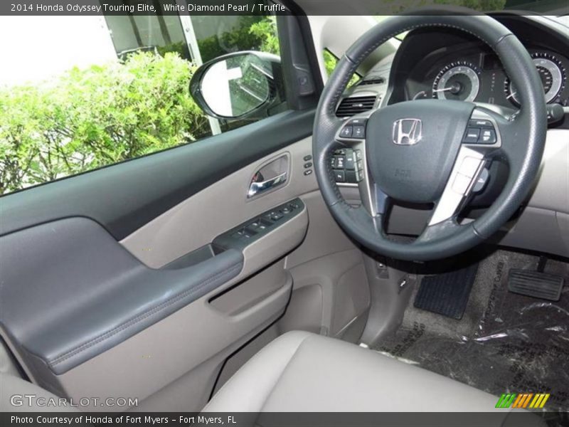 White Diamond Pearl / Truffle 2014 Honda Odyssey Touring Elite