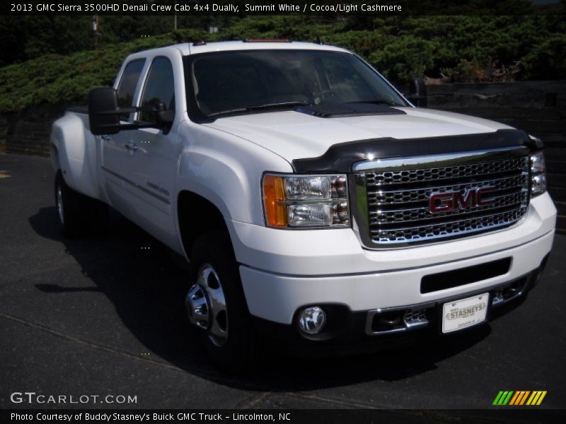 Summit White / Cocoa/Light Cashmere 2013 GMC Sierra 3500HD Denali Crew Cab 4x4 Dually