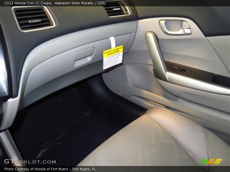 Alabaster Silver Metallic / Gray 2013 Honda Civic LX Coupe