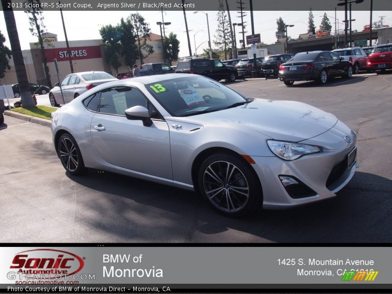 Argento Silver / Black/Red Accents 2013 Scion FR-S Sport Coupe