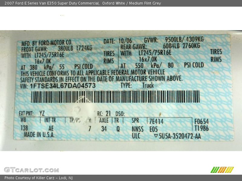 Oxford White / Medium Flint Grey 2007 Ford E Series Van E350 Super Duty Commercial
