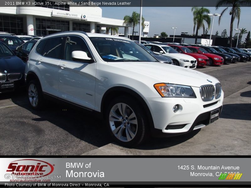 Alpine White / Sand Beige Nevada Leather 2011 BMW X3 xDrive 35i