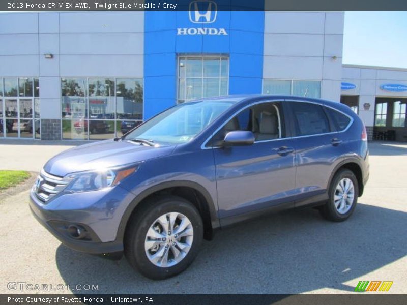 Twilight Blue Metallic / Gray 2013 Honda CR-V EX AWD