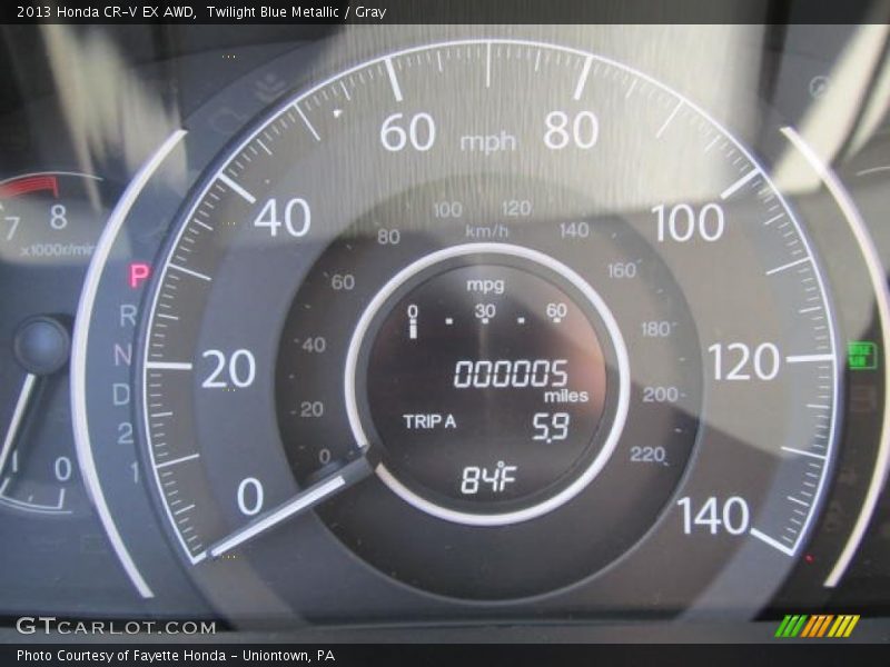 Twilight Blue Metallic / Gray 2013 Honda CR-V EX AWD