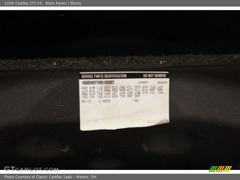 Black Raven / Ebony 2006 Cadillac STS V6