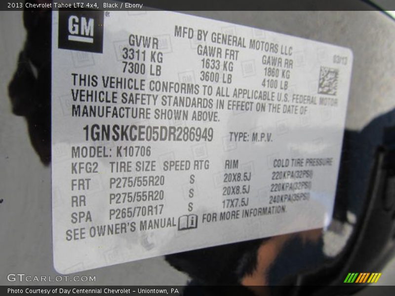 Black / Ebony 2013 Chevrolet Tahoe LTZ 4x4