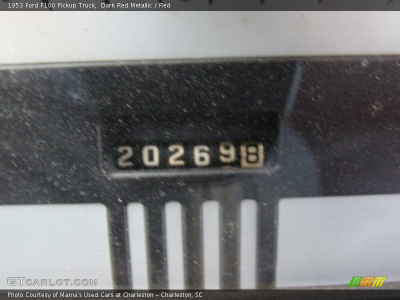 Dark Red Metallic / Red 1953 Ford F100 Pickup Truck