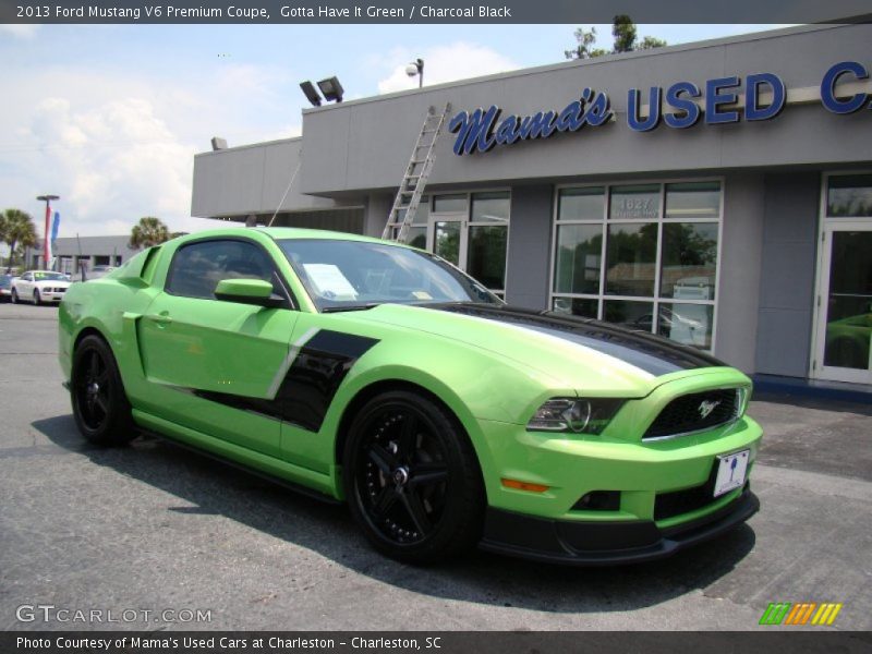 Gotta Have It Green / Charcoal Black 2013 Ford Mustang V6 Premium Coupe