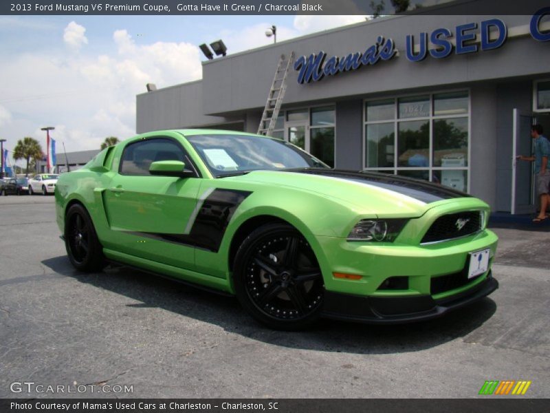 Gotta Have It Green / Charcoal Black 2013 Ford Mustang V6 Premium Coupe