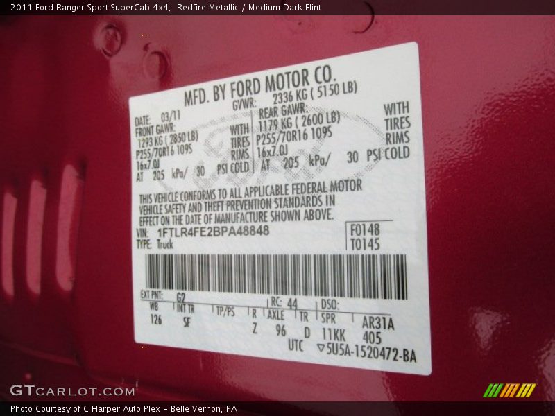 Redfire Metallic / Medium Dark Flint 2011 Ford Ranger Sport SuperCab 4x4