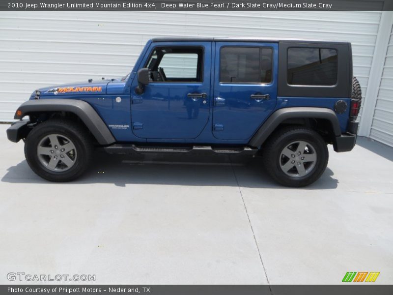 Deep Water Blue Pearl / Dark Slate Gray/Medium Slate Gray 2010 Jeep Wrangler Unlimited Mountain Edition 4x4