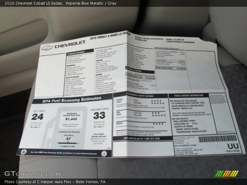 Imperial Blue Metallic / Gray 2010 Chevrolet Cobalt LS Sedan