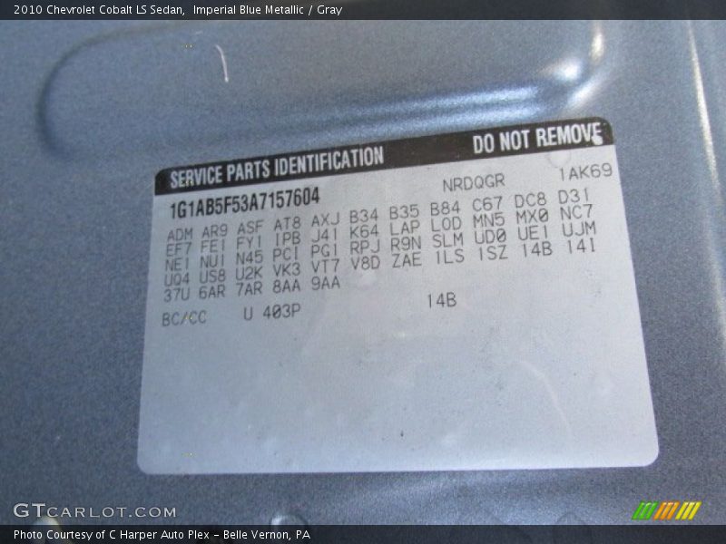 Imperial Blue Metallic / Gray 2010 Chevrolet Cobalt LS Sedan