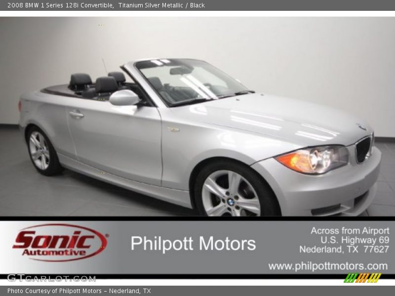 Titanium Silver Metallic / Black 2008 BMW 1 Series 128i Convertible