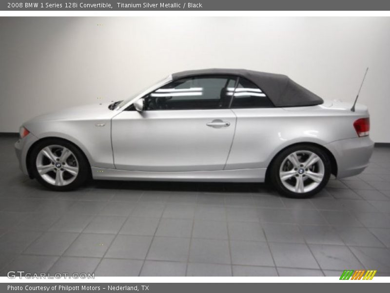 Titanium Silver Metallic / Black 2008 BMW 1 Series 128i Convertible