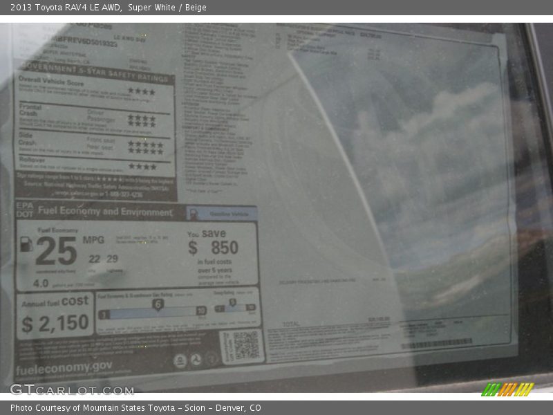 Super White / Beige 2013 Toyota RAV4 LE AWD