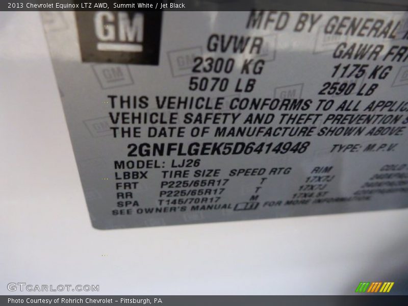 Summit White / Jet Black 2013 Chevrolet Equinox LTZ AWD