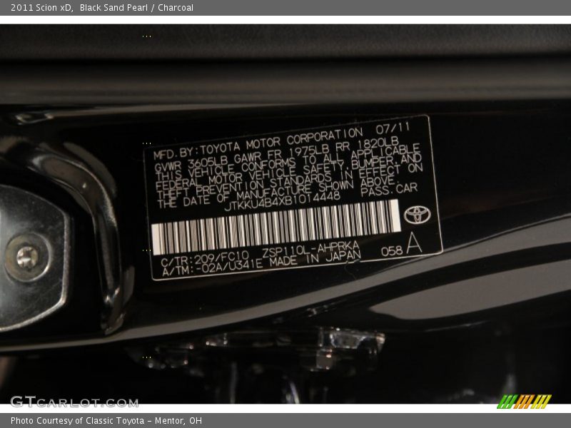 Black Sand Pearl / Charcoal 2011 Scion xD