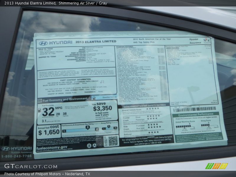 Shimmering Air Silver / Gray 2013 Hyundai Elantra Limited