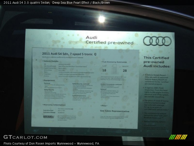 Deep Sea Blue Pearl Effect / Black/Brown 2011 Audi S4 3.0 quattro Sedan