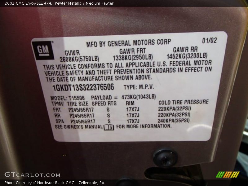 Pewter Metallic / Medium Pewter 2002 GMC Envoy SLE 4x4