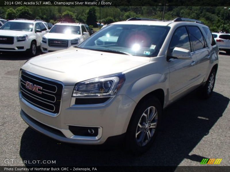 Champagne Silver Metallic / Ebony 2014 GMC Acadia SLT AWD