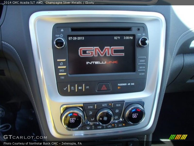 Champagne Silver Metallic / Ebony 2014 GMC Acadia SLT AWD