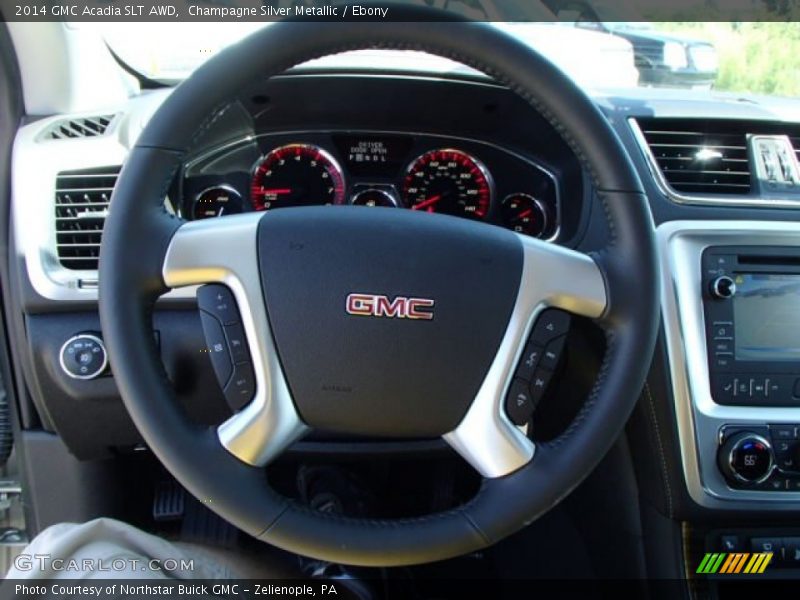 Champagne Silver Metallic / Ebony 2014 GMC Acadia SLT AWD