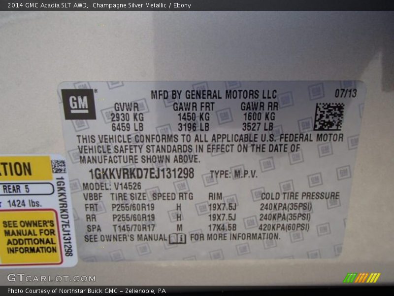 Champagne Silver Metallic / Ebony 2014 GMC Acadia SLT AWD