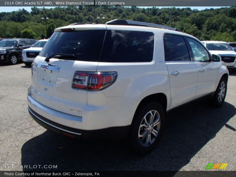 White Diamond Tricoat / Dark Cashmere 2014 GMC Acadia SLT AWD