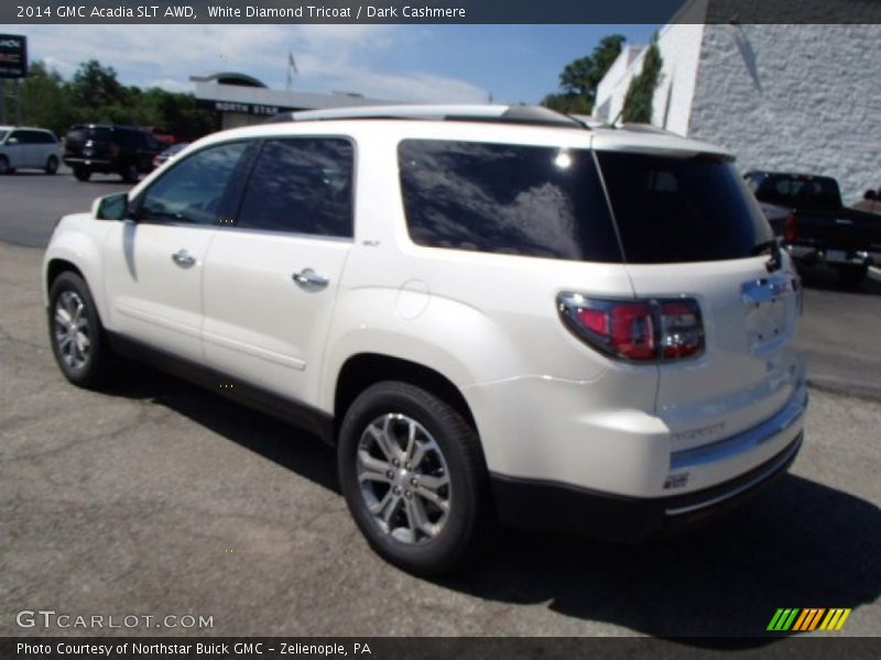 White Diamond Tricoat / Dark Cashmere 2014 GMC Acadia SLT AWD
