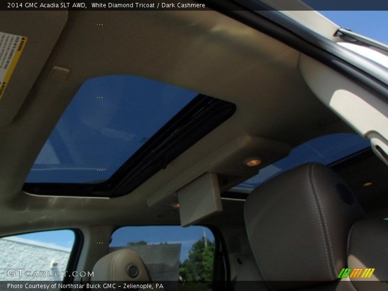 White Diamond Tricoat / Dark Cashmere 2014 GMC Acadia SLT AWD