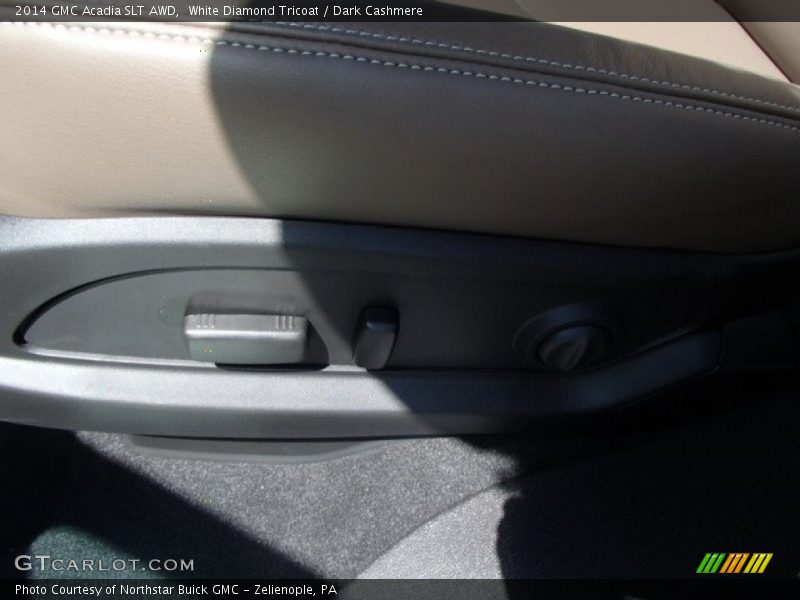 White Diamond Tricoat / Dark Cashmere 2014 GMC Acadia SLT AWD