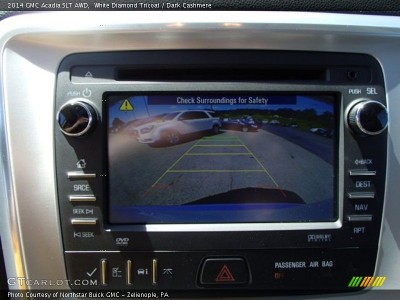 White Diamond Tricoat / Dark Cashmere 2014 GMC Acadia SLT AWD