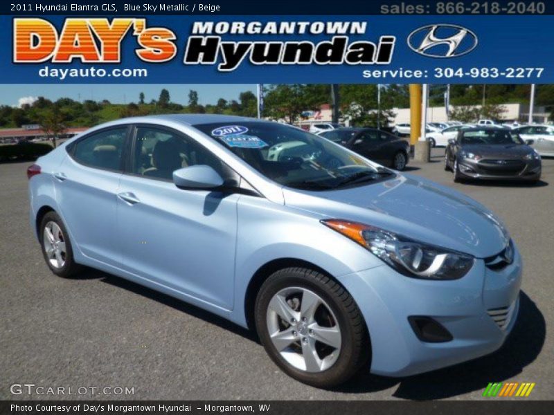 Blue Sky Metallic / Beige 2011 Hyundai Elantra GLS