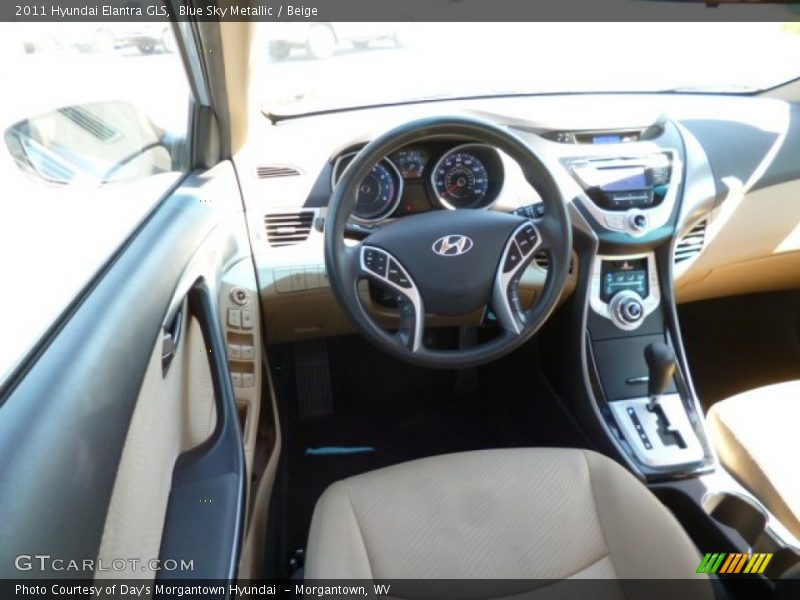 Blue Sky Metallic / Beige 2011 Hyundai Elantra GLS