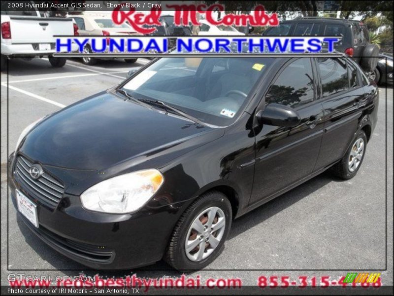 Ebony Black / Gray 2008 Hyundai Accent GLS Sedan